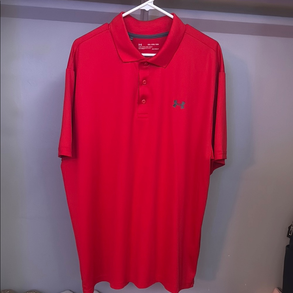 Under Armour Red Polo Shirt Classic Sporty Design